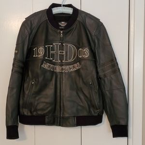 Harley Davidson L leather bomber jacket